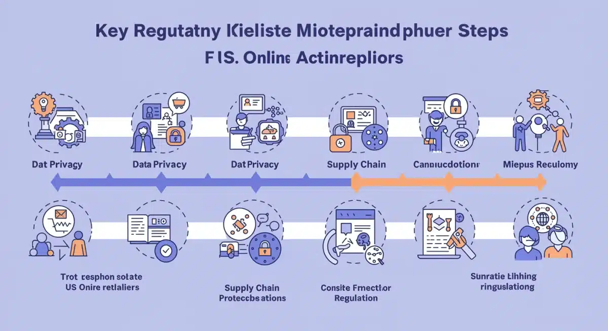 Infographic showing a 3-month action plan for US online retail regulatory compliance