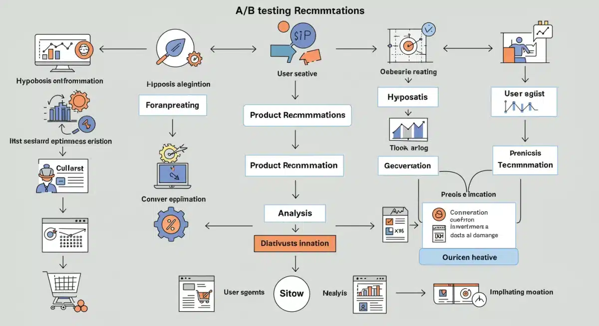 Flowchart depicting the A/B testing process for e-commerce product recommendations