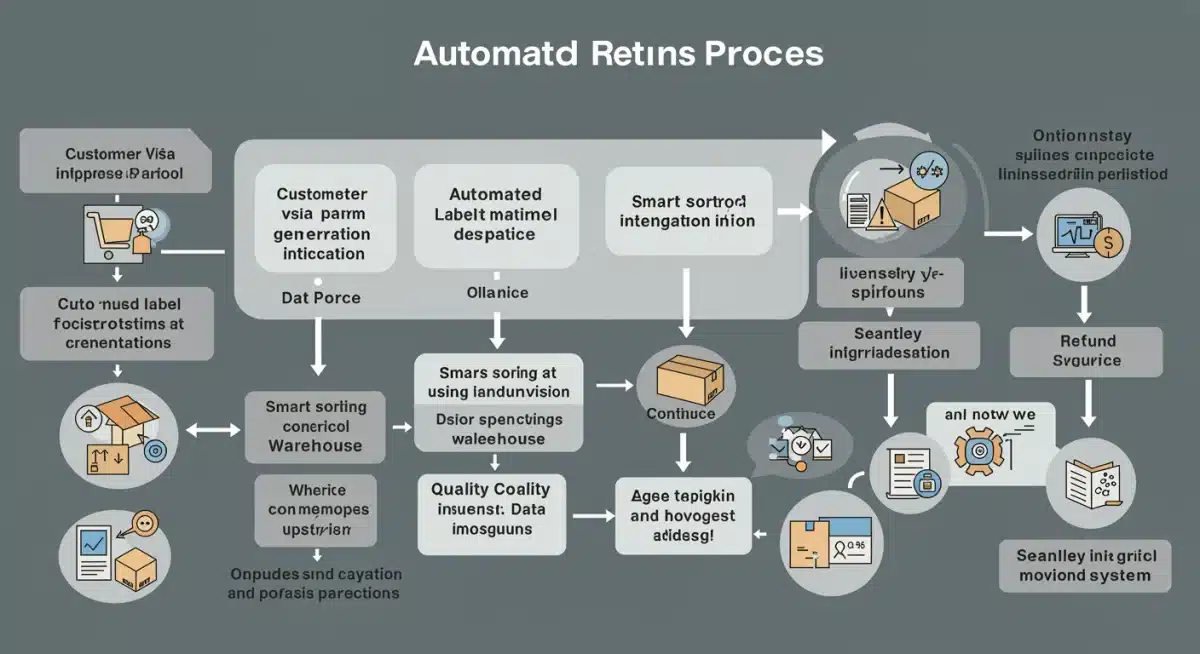 Workflow diagram of an automated returns processing system for e-commerce