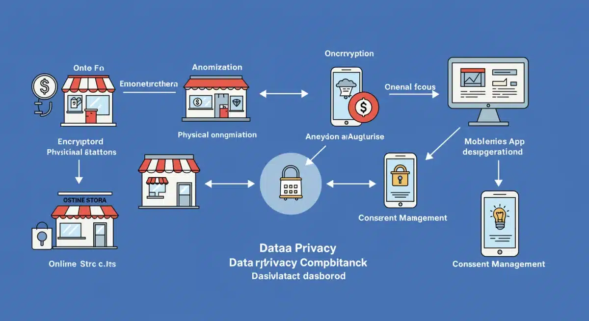 Customer data flow diagram with privacy compliance steps