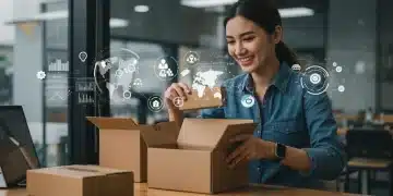 Beyond the Click: Boost Customer Lifetime Value 10% by 2025 Customer unboxing product with digital overlay representing post-purchase engagement and loyalty
