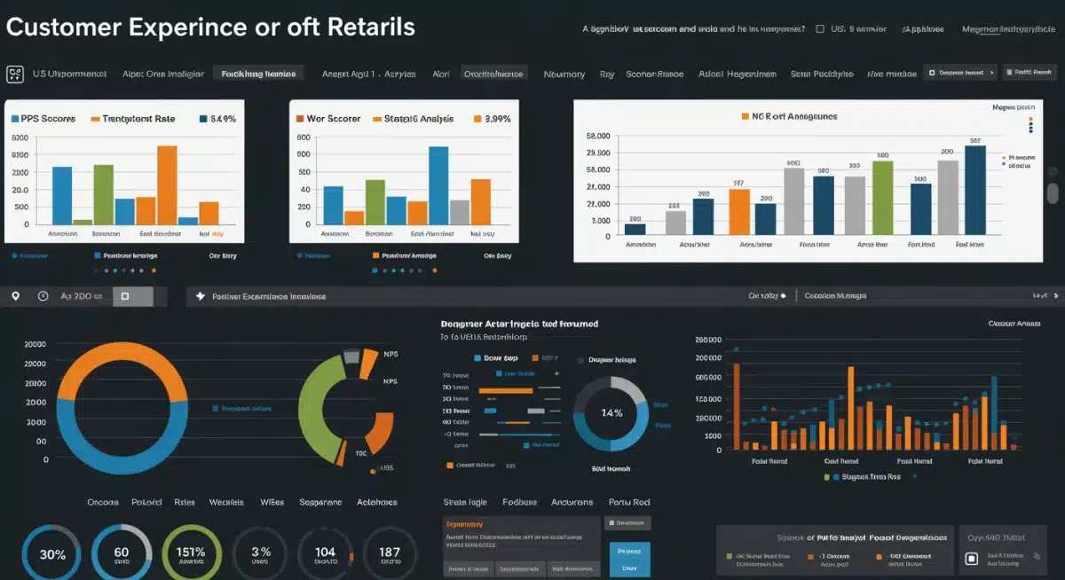 Customer experience dashboard with key metrics and analytics for US retail.