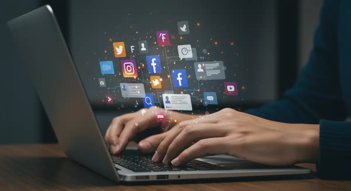 Digital community interaction on a laptop screen