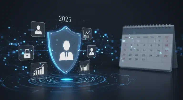 Digital shield protecting consumer data, symbolizing DTC compliance with 2025 privacy laws