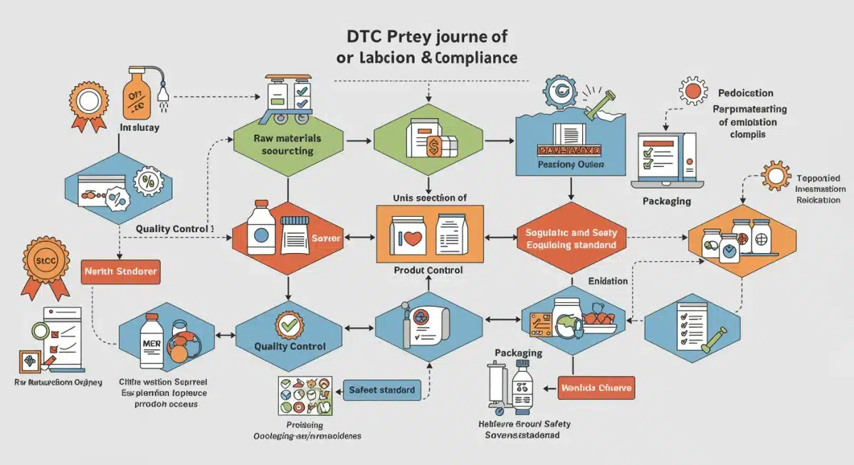 Flowchart depicting DTC product journey with regulatory compliance checkpoints.