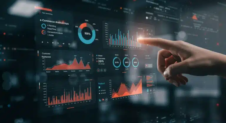 E-commerce analytics dashboard showing key performance indicators and growth metrics