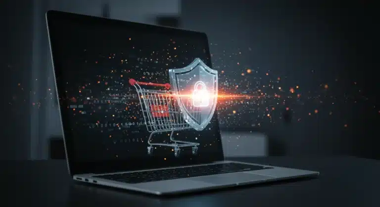 Digital shield protecting e-commerce shopping cart from cyber threats