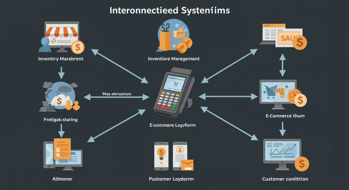 Integrated retail POS system ecosystem graphic