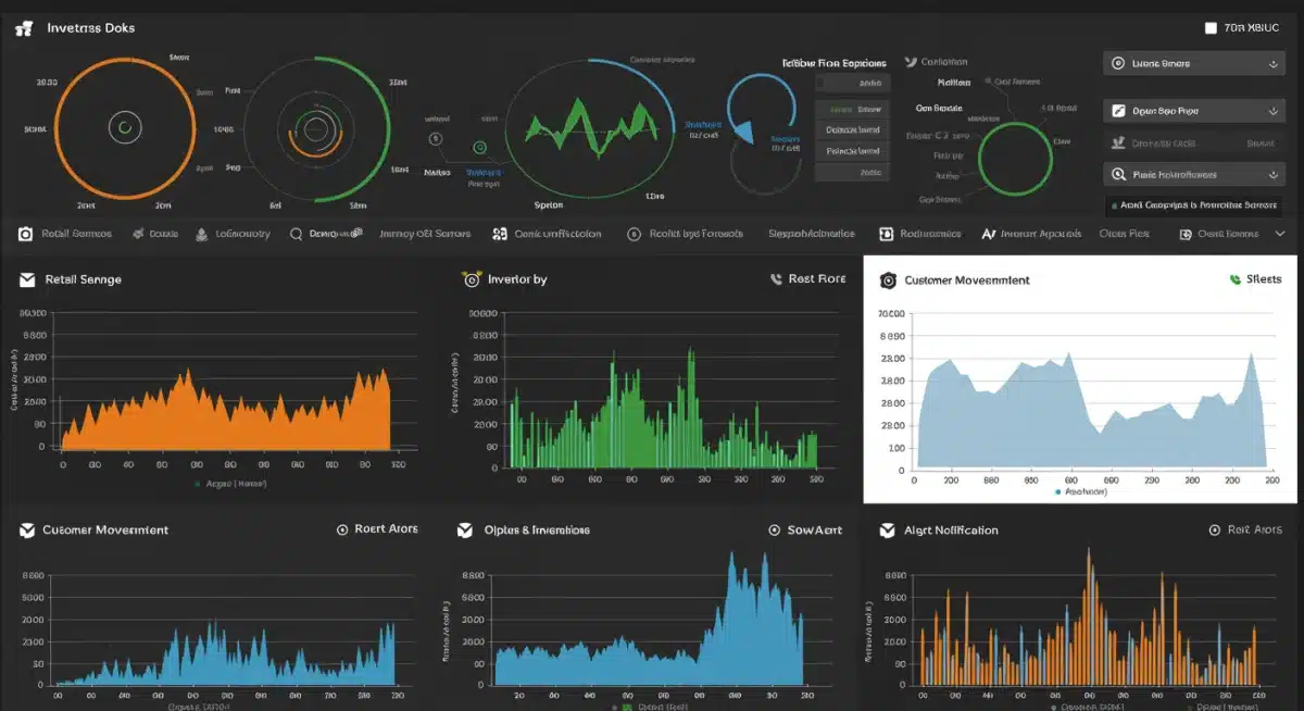 Retail analytics dashboard showing real-time IoT sensor data for loss prevention