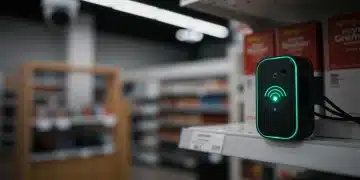 IoT sensor actively monitoring a product on a retail shelf for shrinkage prevention