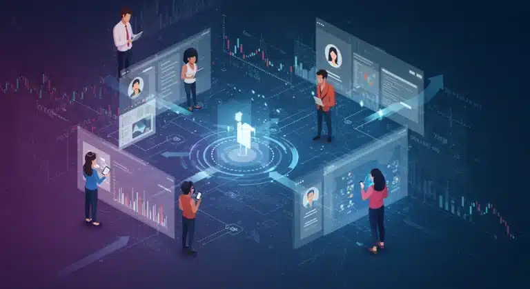 Digital interface showing personalized content and data streams, representing personalization at scale