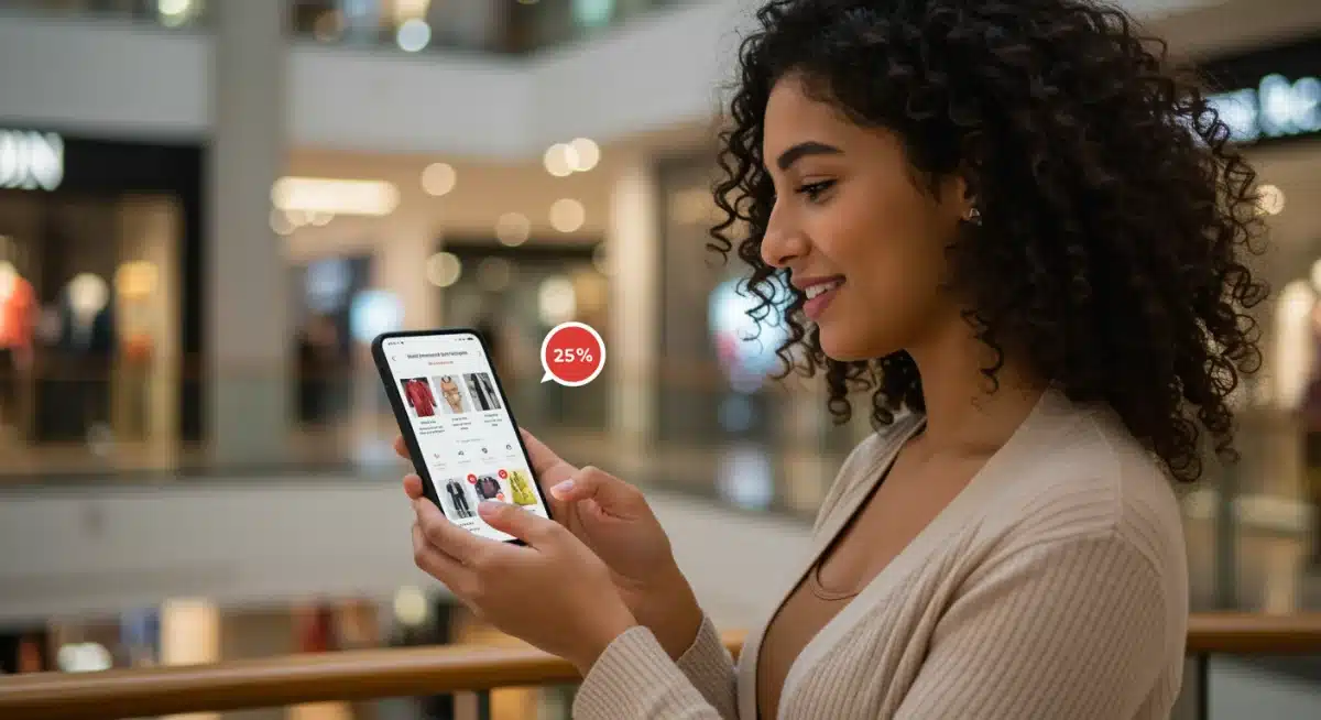 Shopper viewing personalized product recommendations on a smartphone