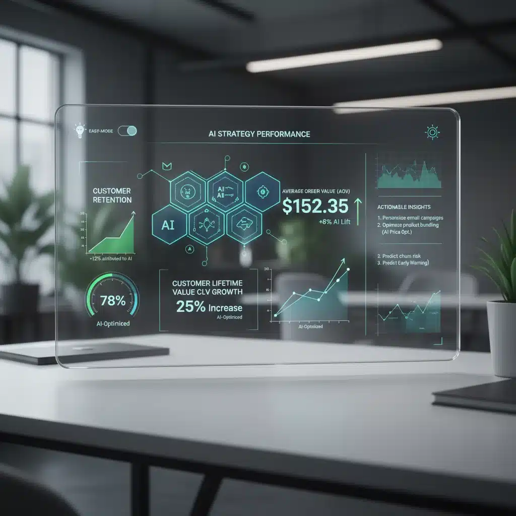 AI analytics dashboard showing CLV growth for DTC brands