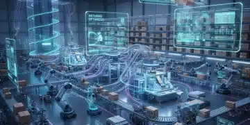 Automated e-commerce warehouse managing returns with advanced technology