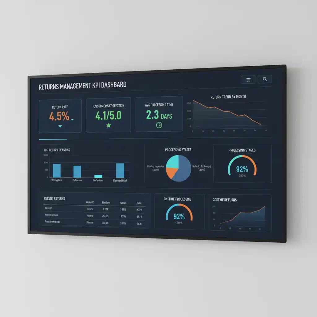 Analytics dashboard showing DTC returns management KPIs and data