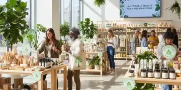 Modern retail store with eco-friendly products and conscious shoppers