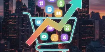 Graphic depicting the growth of US retail subscription models with an upward trend and various subscription box icons.