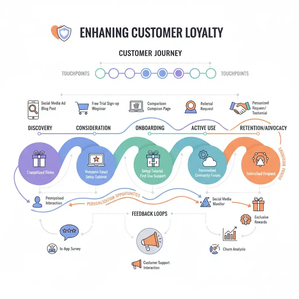 Customer journey map illustrating key touchpoints in a subscription service.