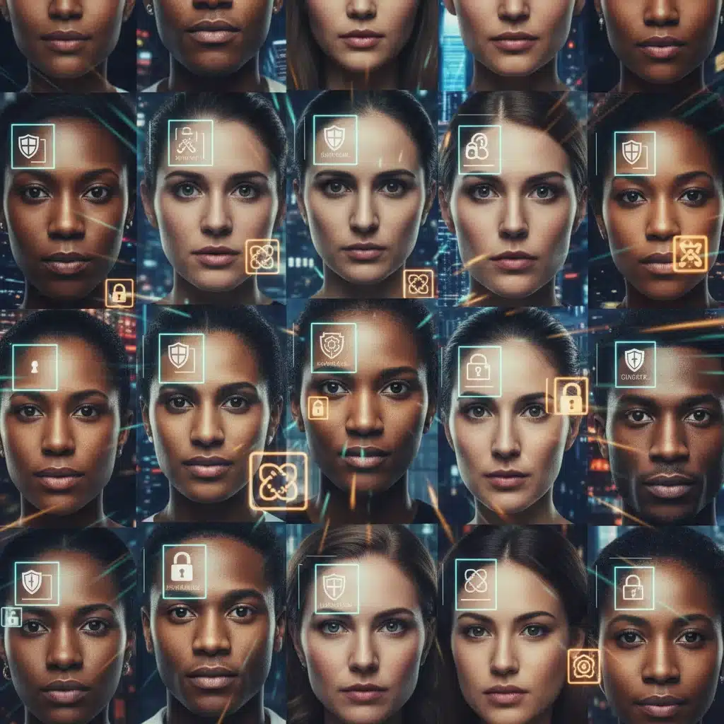 Facial recognition technology scanning diverse faces for secure and rapid biometric payment authentication.
