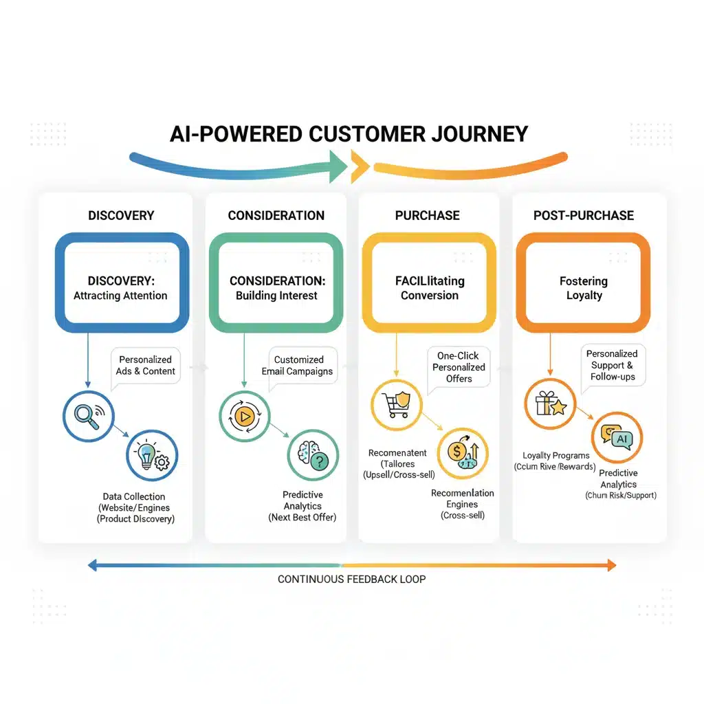 Customer journey with AI personalization touchpoints