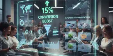 AI-powered e-commerce dashboard showing 15% conversion boost