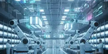 AI-powered inventory management in a modern warehouse reducing stockouts