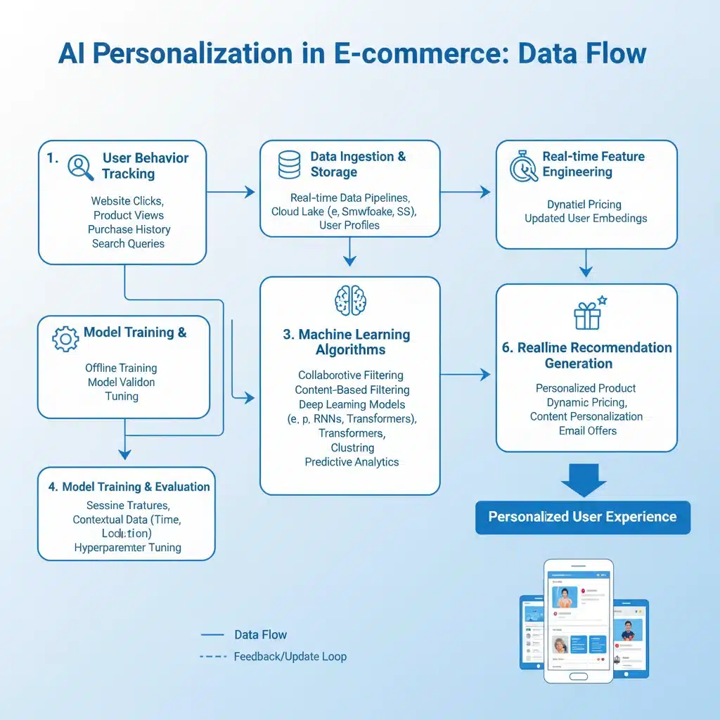 Data flow and machine learning process for AI personalization