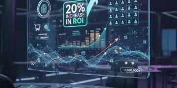 Digital dashboard showing a 20% ROI increase driven by AI personalization for DTC brands.