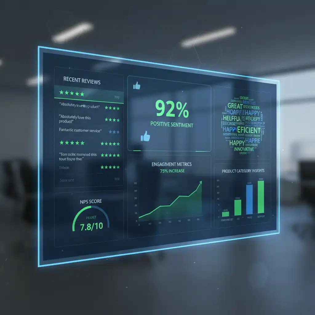 Customer feedback dashboard showing positive sentiment
