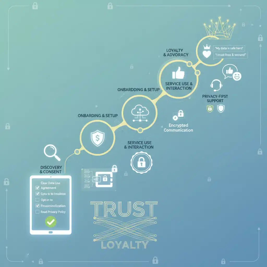 Customer journey map highlighting data privacy trust-building points