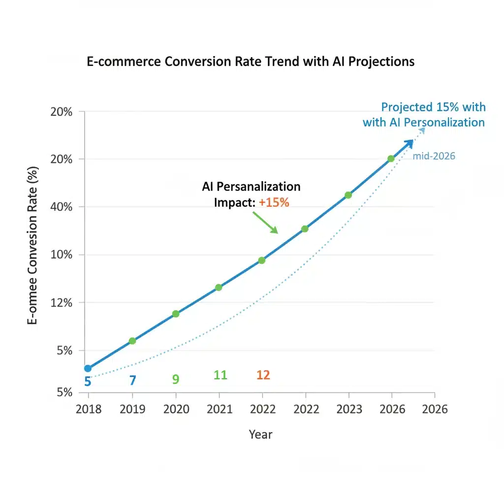 Projected e-commerce conversion rate increase with AI personalization