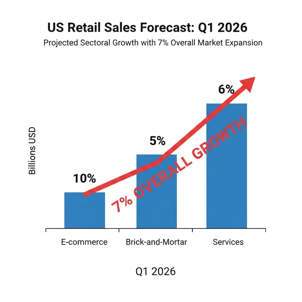 Projected US retail sales growth chart for Q1 2026.
