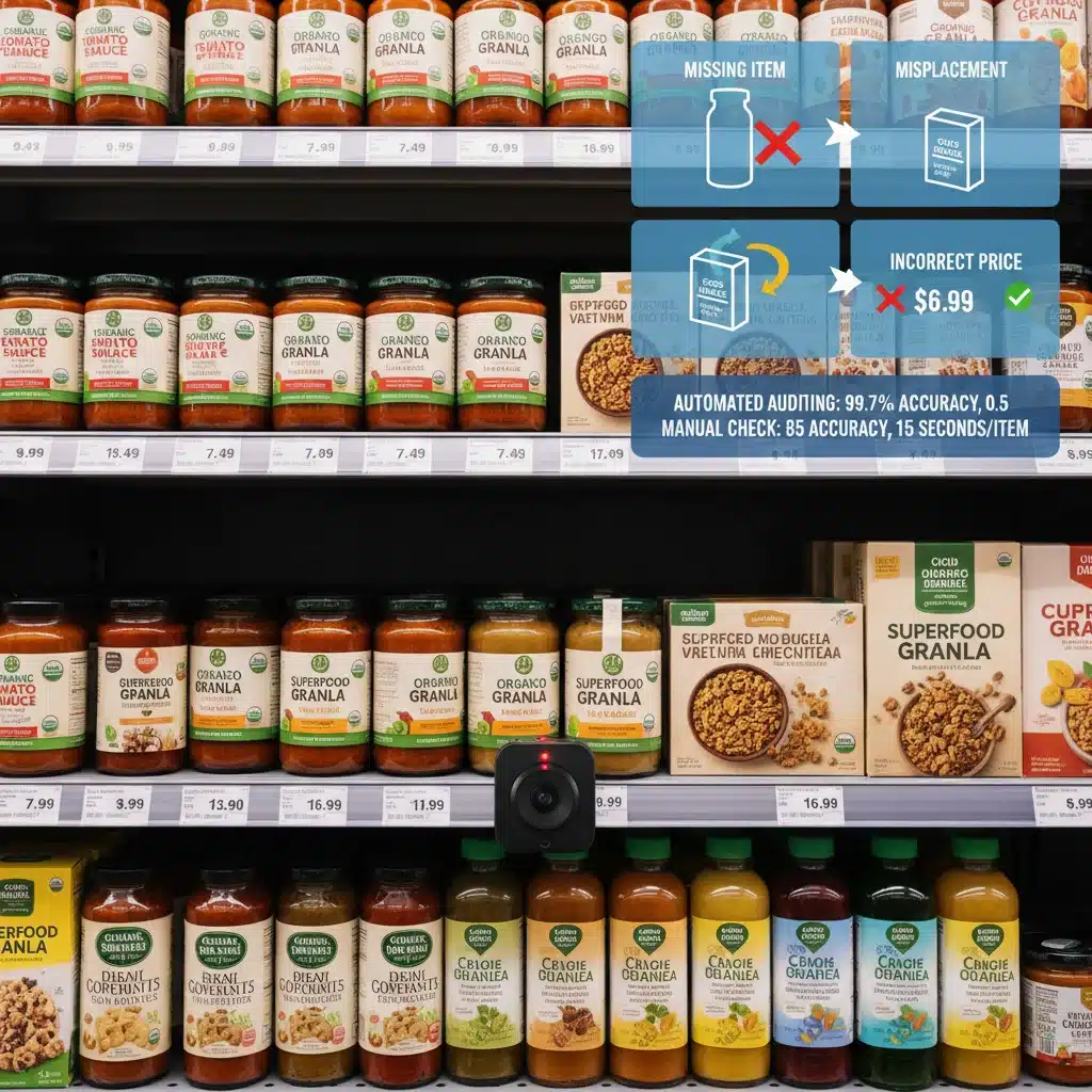 Automated shelf auditing for product placement and pricing accuracy