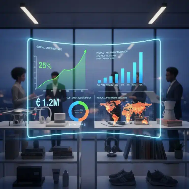 Data-driven pricing dashboard showing profit growth for online retailers