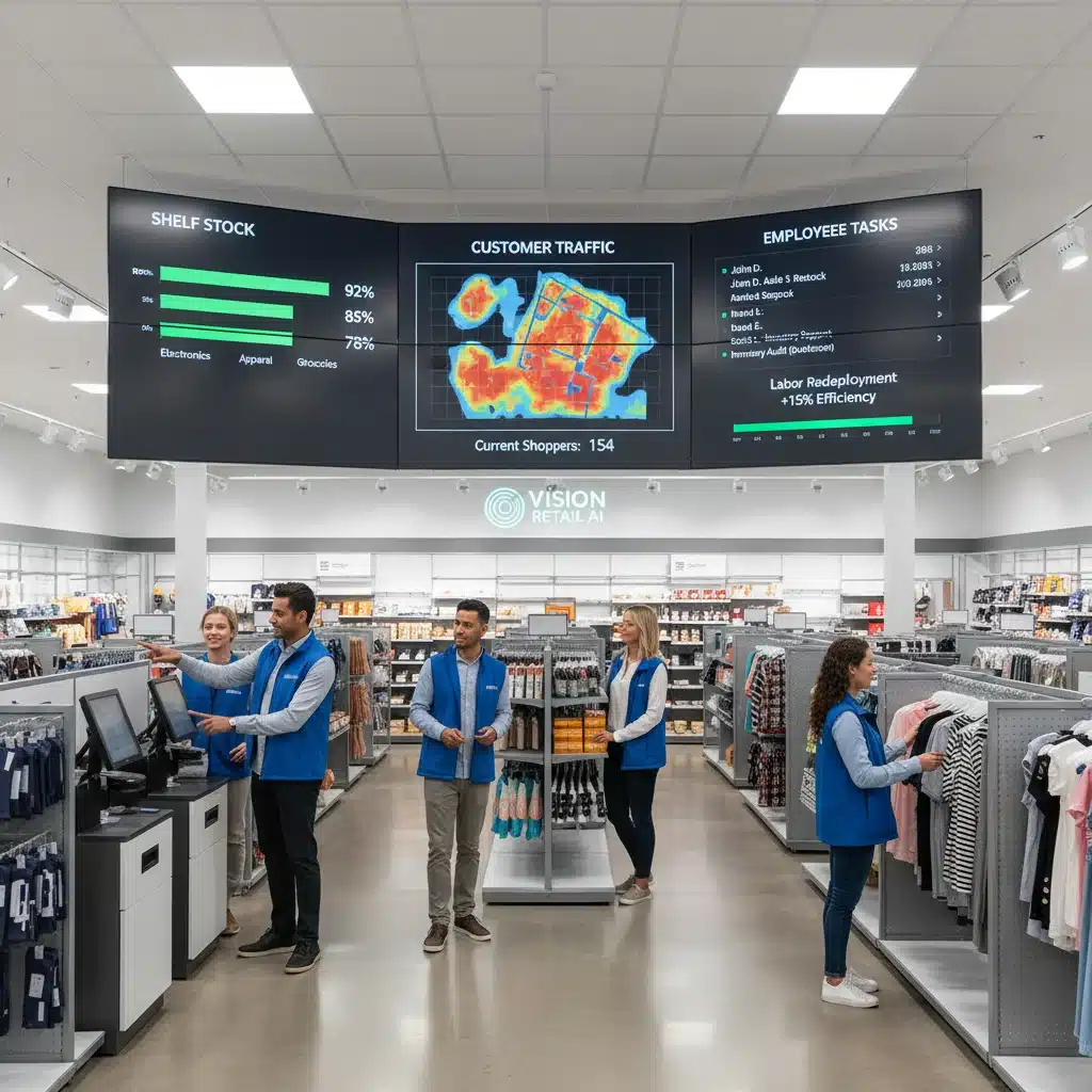 Retail employees supported by real-time computer vision data