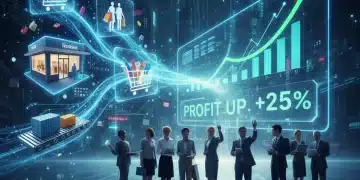 Data analytics dashboard showing retail profit growth