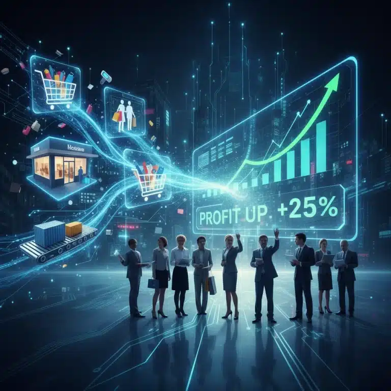 Data analytics dashboard showing retail profit growth