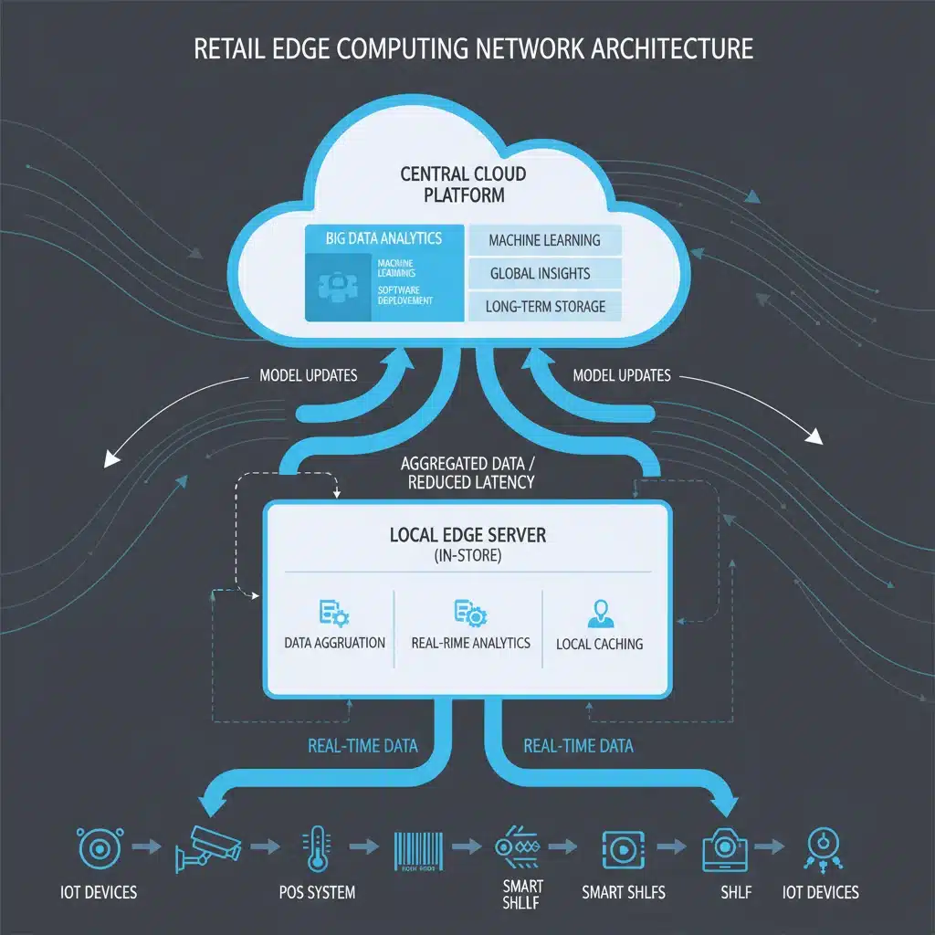 Edge computing architecture diagram for retail operations