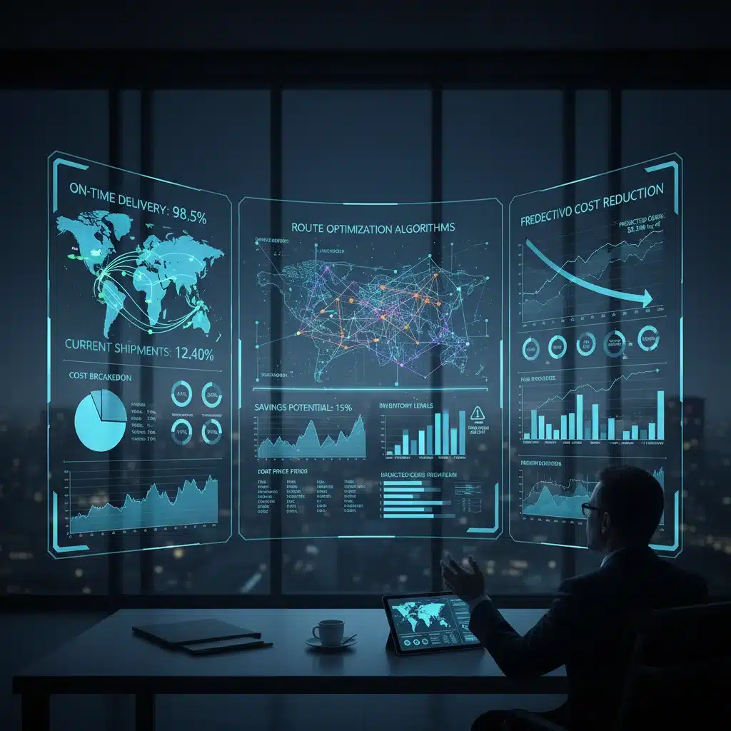 Data analytics dashboard for real-time shipping metrics and cost optimization.